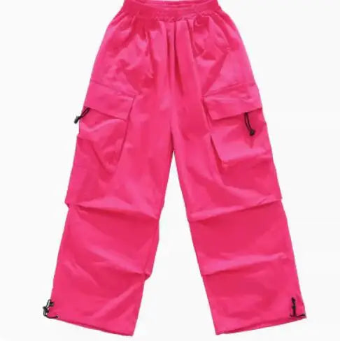 Girls Hip Hop Outfits Crop Tops Pink Cargo Pants Children Solid Shorts Clothes Set Kids Plaid Skirt Street Dance Jazz Costumes