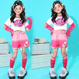 Girls Hip Hop Outfits Crop Tops Pink Cargo Pants Children Solid Shorts Clothes Set Kids Plaid Skirt Street Dance Jazz Costumes