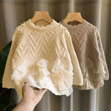 Girls Pullover Sweater Childrens Lace Style Childrens Clothing Girls Baby Thick Knit Sweater Childrens Clothing Top Kids Sweater