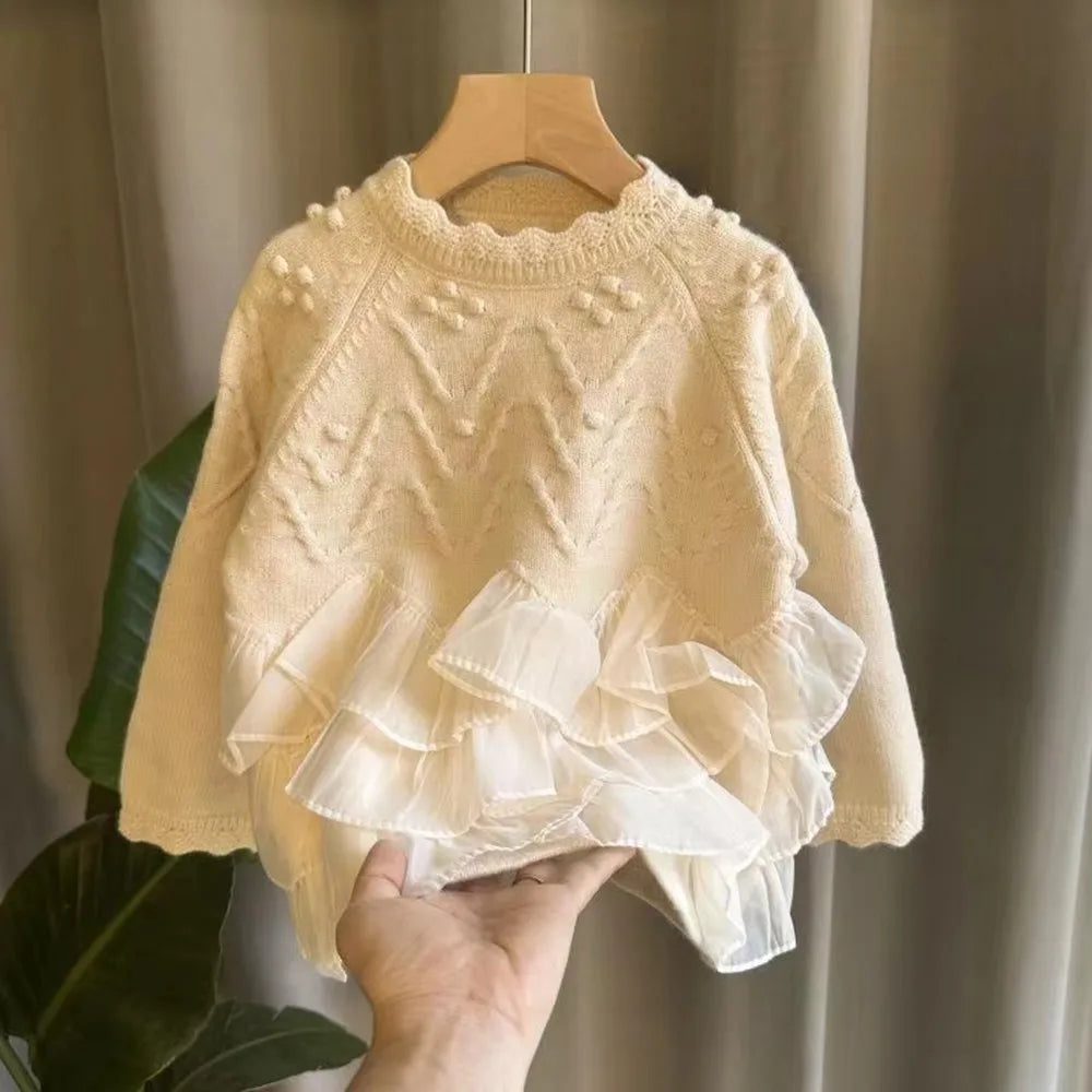 Girls Pullover Sweater Childrens Lace Style Childrens Clothing Girls Baby Thick Knit Sweater Childrens Clothing Top Kids Sweater