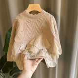 Girls Pullover Sweater Childrens Lace Style Childrens Clothing Girls Baby Thick Knit Sweater Childrens Clothing Top Kids Sweater