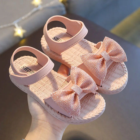 Girls' Sandals Summer New Korean Version Zhongda Children's Casual Flat Soft Sole Princess Shoes Versatile Little Girls' Beach S