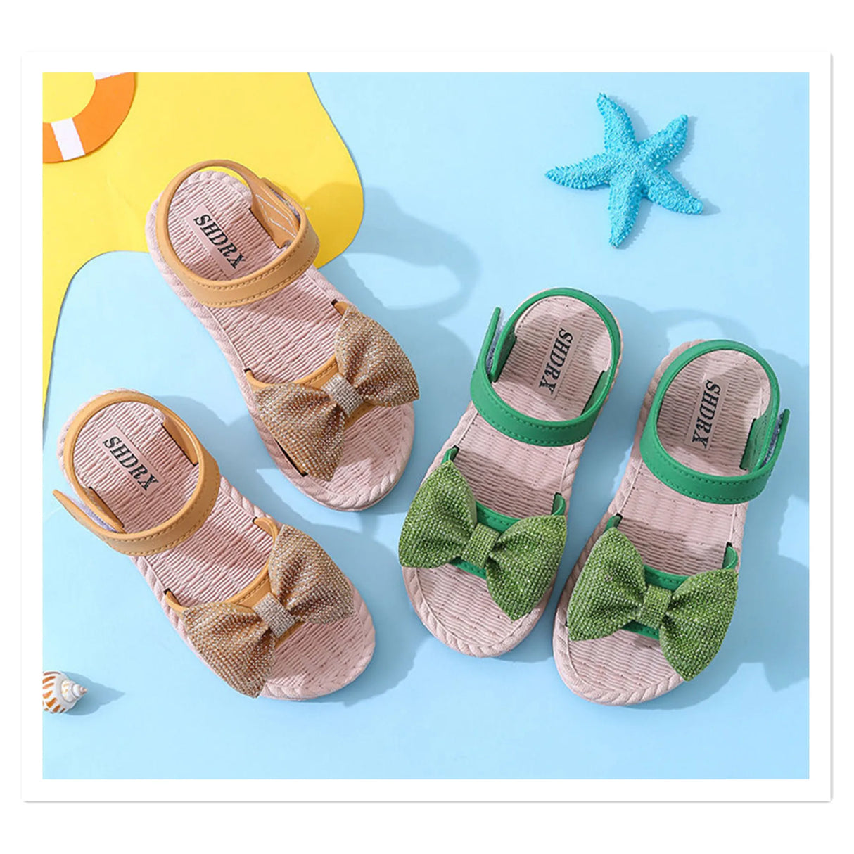 Girls' Sandals Summer New Korean Version Zhongda Children's Casual Flat Soft Sole Princess Shoes Versatile Little Girls' Beach S