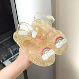 Girls Sandals Summer New Rainbow Bow Kdis  Cute Jelly Shoes Fashion Princess Shoes Beach Girls' Shoes Infant Girl‘s Sandal