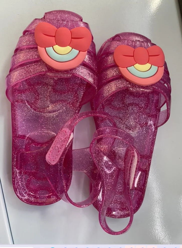 Girls Sandals Summer New Rainbow Bow Kdis  Cute Jelly Shoes Fashion Princess Shoes Beach Girls' Shoes Infant Girl‘s Sandal