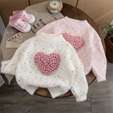 Girls Sweater Autumn Winter Pullover for Kids 2023 Children's Sweatshirts Love Knitting Toddler Shirt Warm Baby Tops