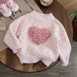 Girls Sweater Autumn Winter Pullover for Kids 2023 Children's Sweatshirts Love Knitting Toddler Shirt Warm Baby Tops