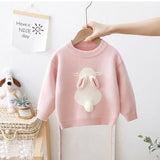 Girls' Sweater Rabbit Fashionable Little Girls' Winter and Autumn Wear Plush Children's Latest Sweater Baby Knit