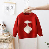 Girls' Sweater Rabbit Fashionable Little Girls' Winter and Autumn Wear Plush Children's Latest Sweater Baby Knit