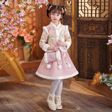 Girls Winter New Thick Qipao Hanfu Fairy Princess Kids Dress Performance Embroidery Chinese New Year Clothing Greeting Vestido