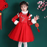 Girls Winter New Thick Qipao Hanfu Fairy Princess Kids Dress Performance Embroidery Chinese New Year Clothing Greeting Vestido