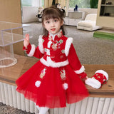 Girls Winter New Thick Qipao Hanfu Fairy Princess Kids Dress Performance Embroidery Chinese New Year Clothing Greeting Vestido