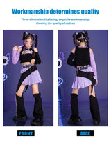 Girls jazz dance long sleeve top skirt children's cool costume set children's hip hop street dance clothing autumn and winter