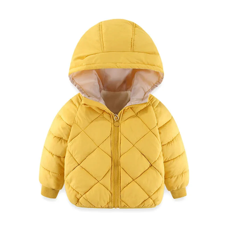 Girls winter cotton jacket fashion all-match thick Keep warm boy fur collar coat Korean version 2-7 years child Quality clothing