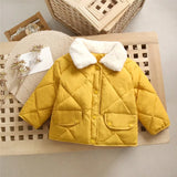 Girls winter cotton jacket fashion all-match thick Keep warm boy fur collar coat Korean version 2-7 years child Quality clothing