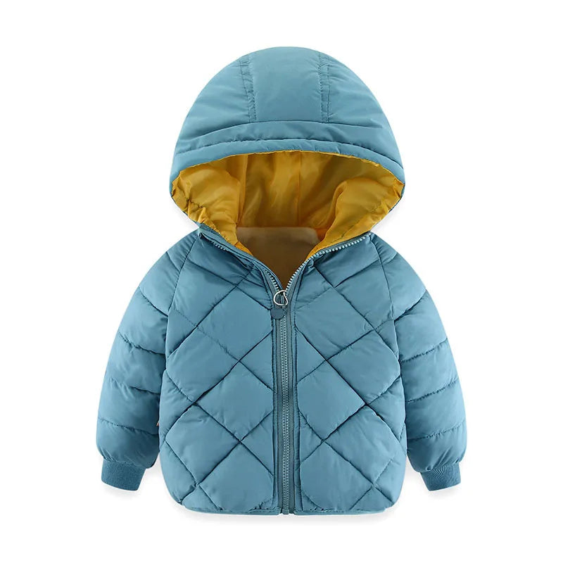 Girls winter cotton jacket fashion all-match thick Keep warm boy fur collar coat Korean version 2-7 years child Quality clothing