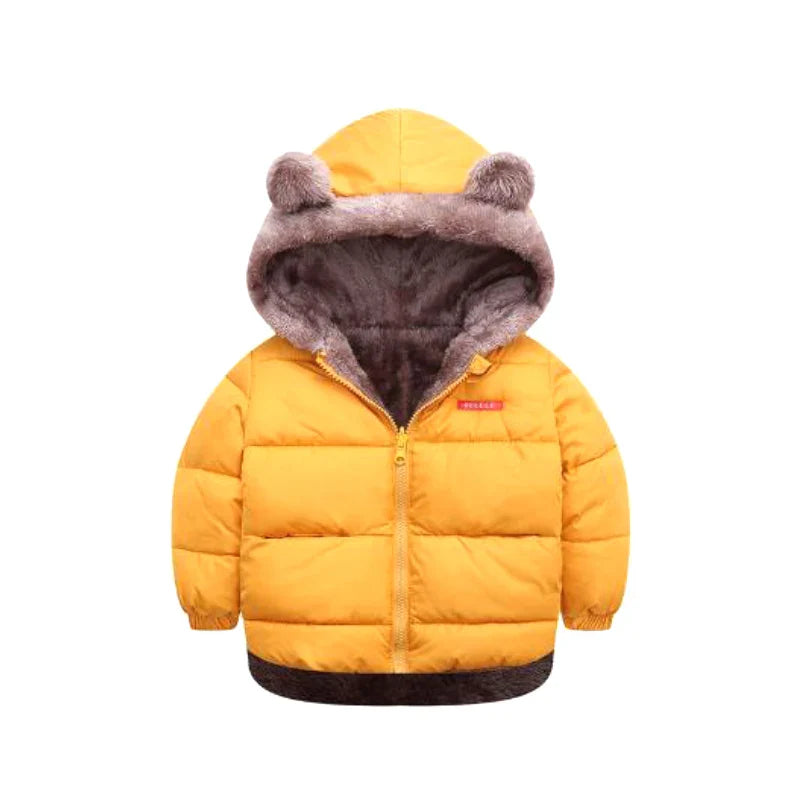 Girls winter cotton jacket fashion all-match thick Keep warm boy fur collar coat Korean version 2-7 years child Quality clothing