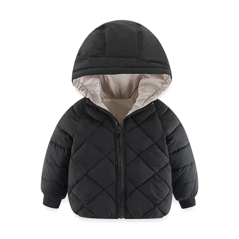 Girls winter cotton jacket fashion all-match thick Keep warm boy fur collar coat Korean version 2-7 years child Quality clothing