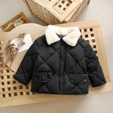 Girls winter cotton jacket fashion all-match thick Keep warm boy fur collar coat Korean version 2-7 years child Quality clothing