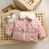 Girls winter cotton jacket fashion all-match thick Keep warm boy fur collar coat Korean version 2-7 years child Quality clothing