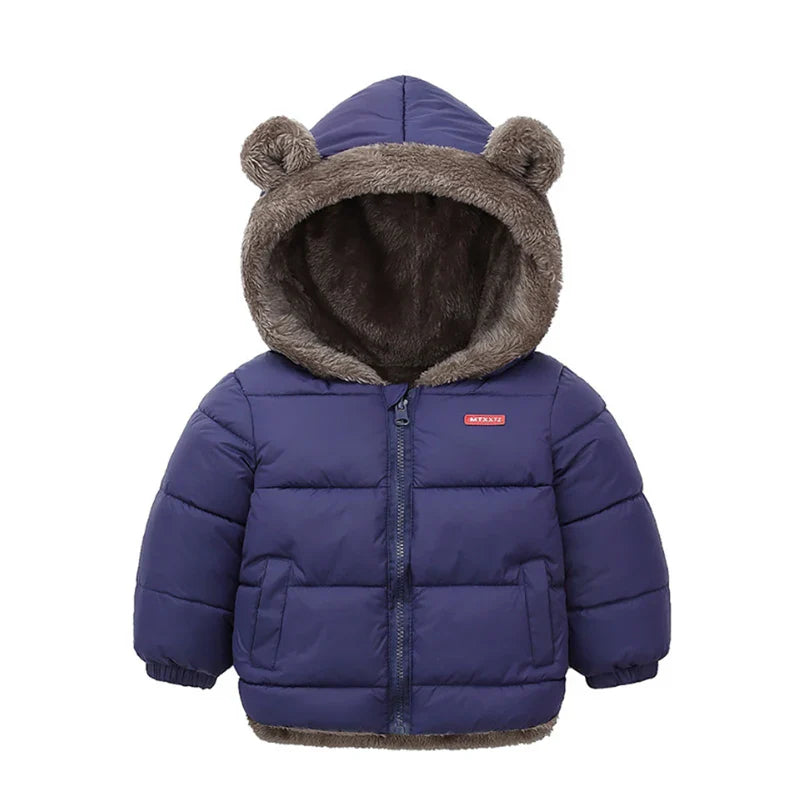 Girls winter cotton jacket fashion all-match thick Keep warm boy fur collar coat Korean version 2-7 years child Quality clothing