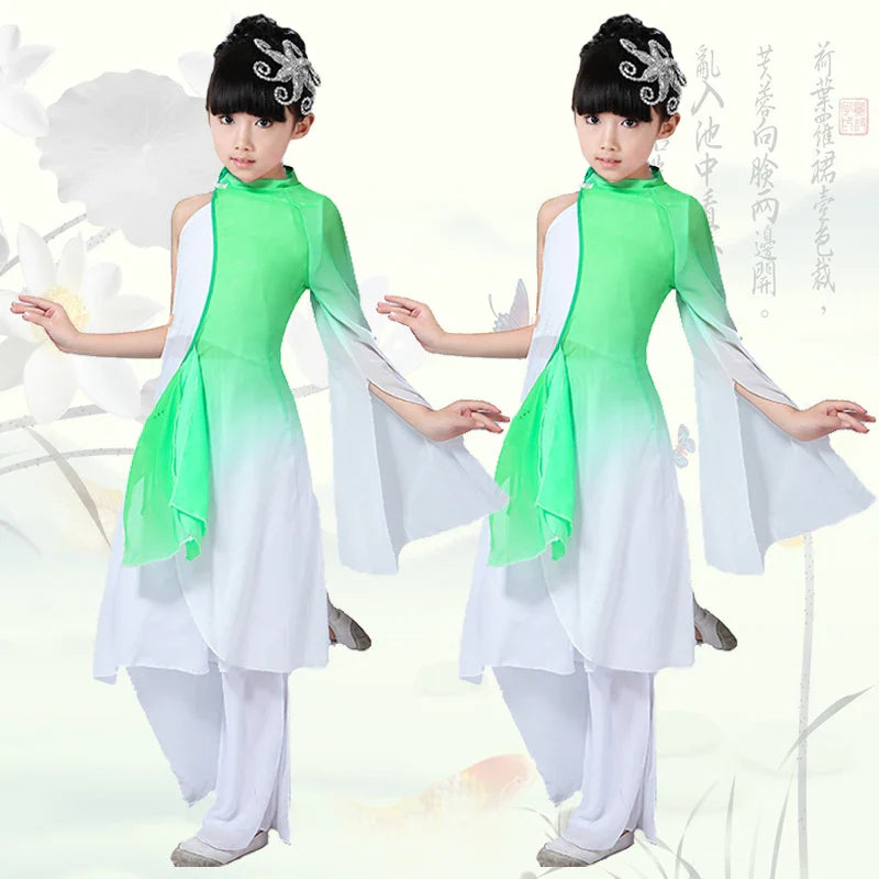 Girls yangko dance new children's clothing costume stage costumes ink classical dance costumes children alone dance fan dance