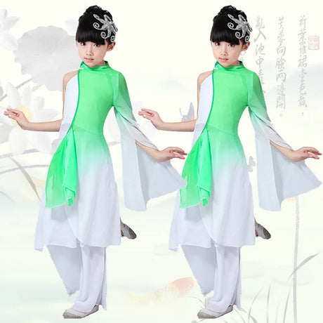 Girls yangko dance new children's clothing costume stage costumes ink classical dance costumes children alone dance fan dance