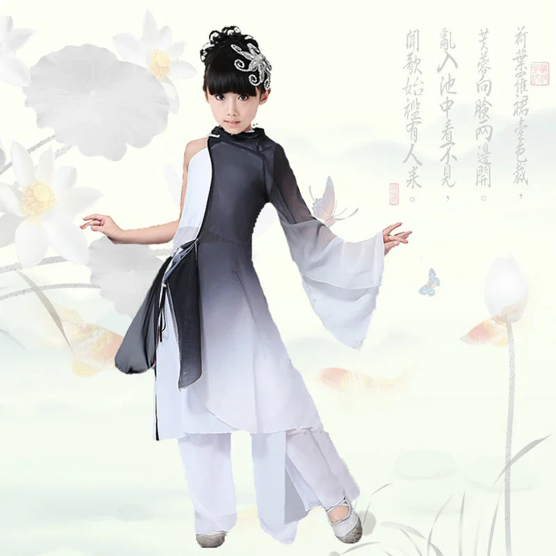 Girls yangko dance new children's clothing costume stage costumes ink classical dance costumes children alone dance fan dance