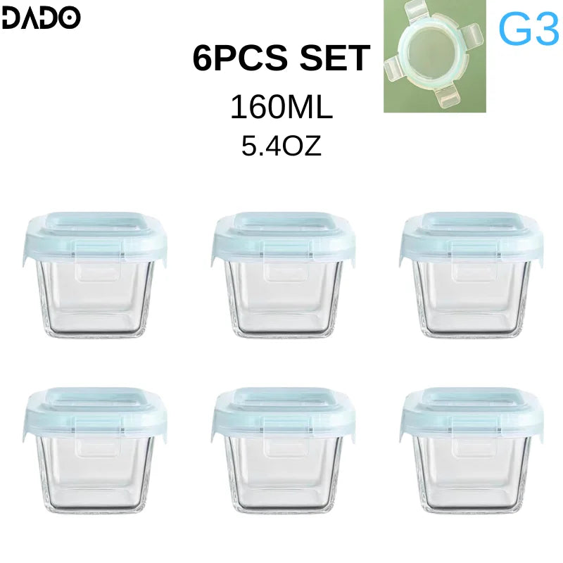 Glass Baby Food Storage Containers Leak-Proof Microwavable Snack Freezer Lock Puree Mini Small Bowl Bullet Jars Set Kit with Lid