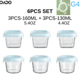 Glass Baby Food Storage Containers Leak-Proof Microwavable Snack Freezer Lock Puree Mini Small Bowl Bullet Jars Set Kit with Lid