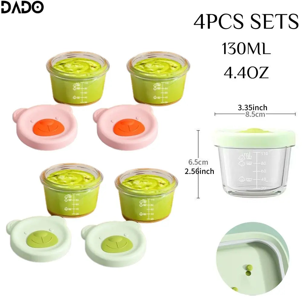 Glass Baby Food Storage Containers Leak-Proof Microwavable Snack Freezer Lock Puree Mini Small Bowl Bullet Jars Set Kit with Lid