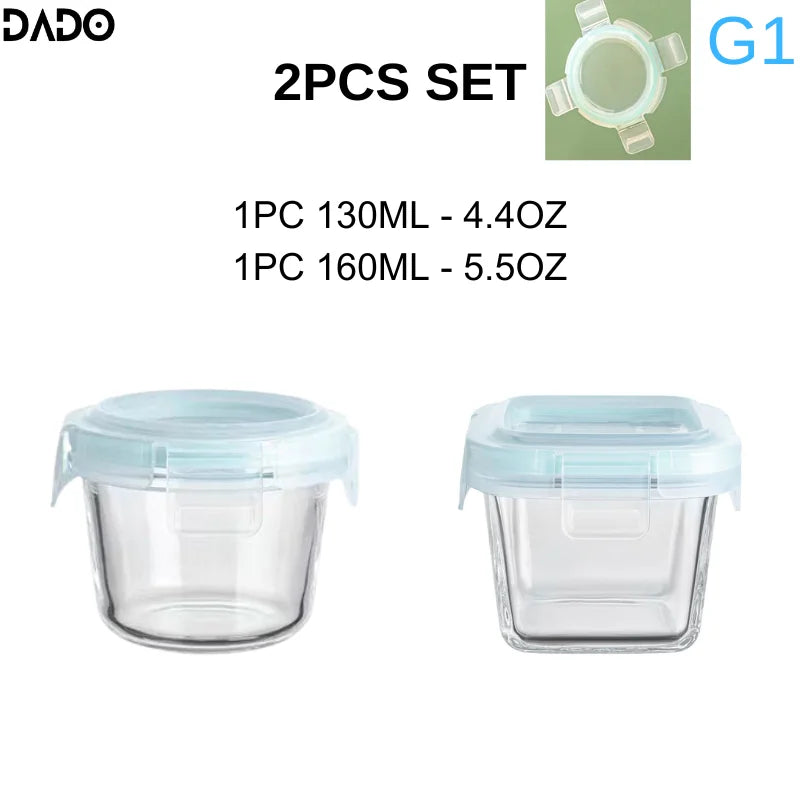 Glass Baby Food Storage Containers Leak-Proof Microwavable Snack Freezer Lock Puree Mini Small Bowl Bullet Jars Set Kit with Lid