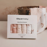 Gllquen Baby Cotton Muslin Swaddle Receiving Blankets Burp Cloths Squares Breathable Soft for Boy Girl Newborn 28"x28"