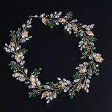 Gold Alloy Crystal Bead Flower Headband Hair Accessories Tiaras Bridal Headwear Wedding Hair Jewelry Party Prom Headpiece