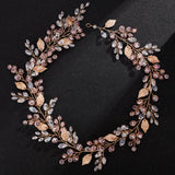 Gold Alloy Crystal Bead Flower Headband Hair Accessories Tiaras Bridal Headwear Wedding Hair Jewelry Party Prom Headpiece