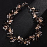 Gold Alloy Crystal Bead Flower Headband Hair Accessories Tiaras Bridal Headwear Wedding Hair Jewelry Party Prom Headpiece