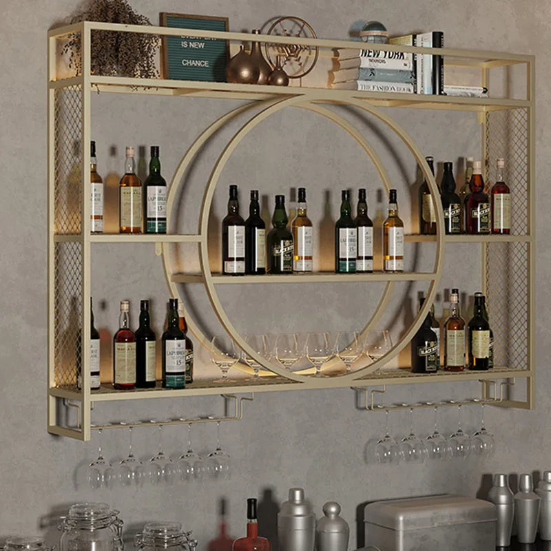 Gold Wine Cabinet European Shelf Decorative Liquor Beverage Display Indoor Whiskey Wine Rack Kitchen Mobiletto Bar Furniture