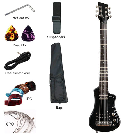 Good Quality Mini Electric Guitar Travel Guitar 34 Inch Basswood Body 6 Strings Wood Guitar High Gloss Red Blue Black Free Bag