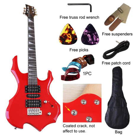 Good Quality Mini Electric Guitar Travel Guitar 34 Inch Basswood Body 6 Strings Wood Guitar High Gloss Red Blue Black Free Bag