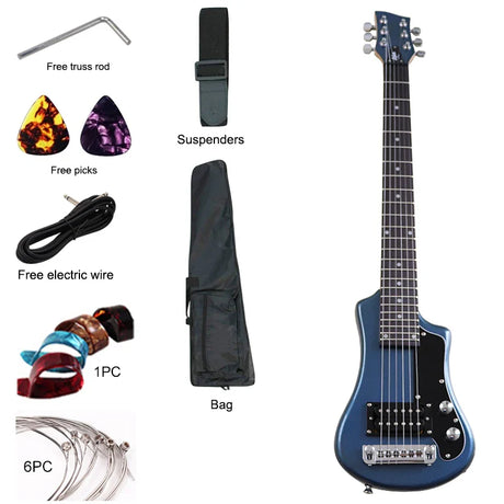 Good Quality Mini Electric Guitar Travel Guitar 34 Inch Basswood Body 6 Strings Wood Guitar High Gloss Red Blue Black Free Bag