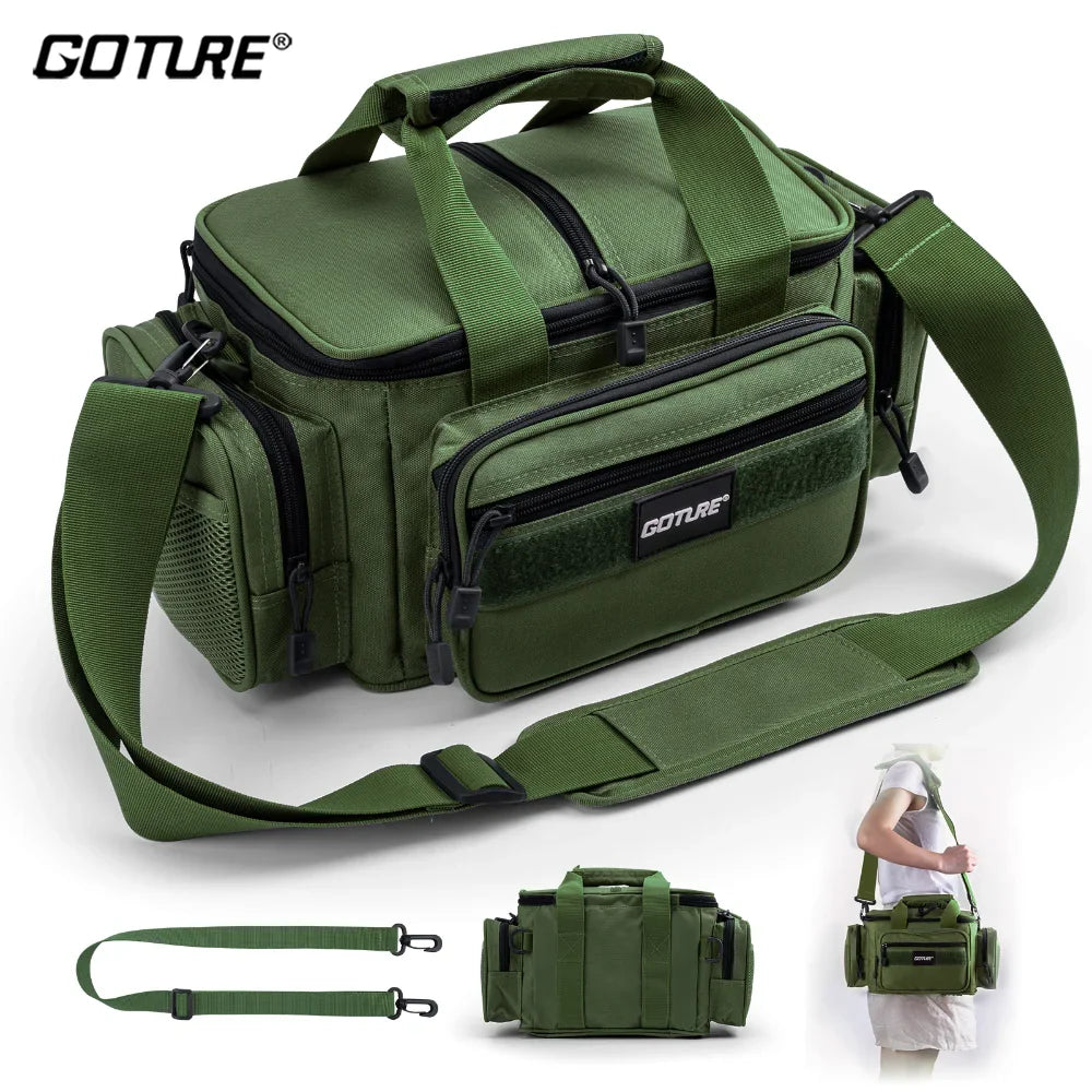 Goture Shoulder Crossbody Fishing Bags 600D Oxford Fabric Durable High Capacity Storage Fishing Gear Bags for Men Outdoors Bag