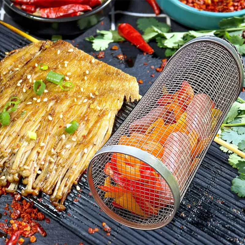 Grate Outdoor Round BBQ Campfire Grid Stainless Barbecue Rack Cooking Grill Family Travel Camping Picnic Cookware