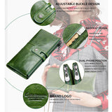 Green Red Clutch Bag Fashion Genuine Leather Women Wallet Female Long Wallets With Card Holder Zipper Coin Purse For iPhone 8