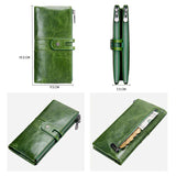 Green Red Clutch Bag Fashion Genuine Leather Women Wallet Female Long Wallets With Card Holder Zipper Coin Purse For iPhone 8