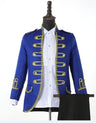 Groom formal Uniform blue white Red Men Court Clothing European Retro man Wedding Costume Male Host Bar Clothes Jacket + Pants