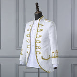 Groom formal Uniform blue white Red Men Court Clothing European Retro man Wedding Costume Male Host Bar Clothes Jacket + Pants