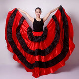 Gypsy Woman Spanish Flamenco Skirt Polyester Satin Smooth Big Swing Carnival Party Ballroom Belly Dance Costumes Dress