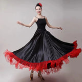 Gypsy Woman Spanish Flamenco Skirt Polyester Satin Smooth Big Swing Carnival Party Ballroom Belly Dance Costumes Dress