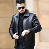 YXL-222 Leather Jacket Men's Fur One Casual Thickened Plus Cashmere Sheep Leather Jacket Short Coat