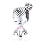 BISAER Alloy Dangle Beads Cup Bulldog Boy Girl Pendants Penguin Letter Charms Beads Fit Women Original Bracelets DIY Jewelry